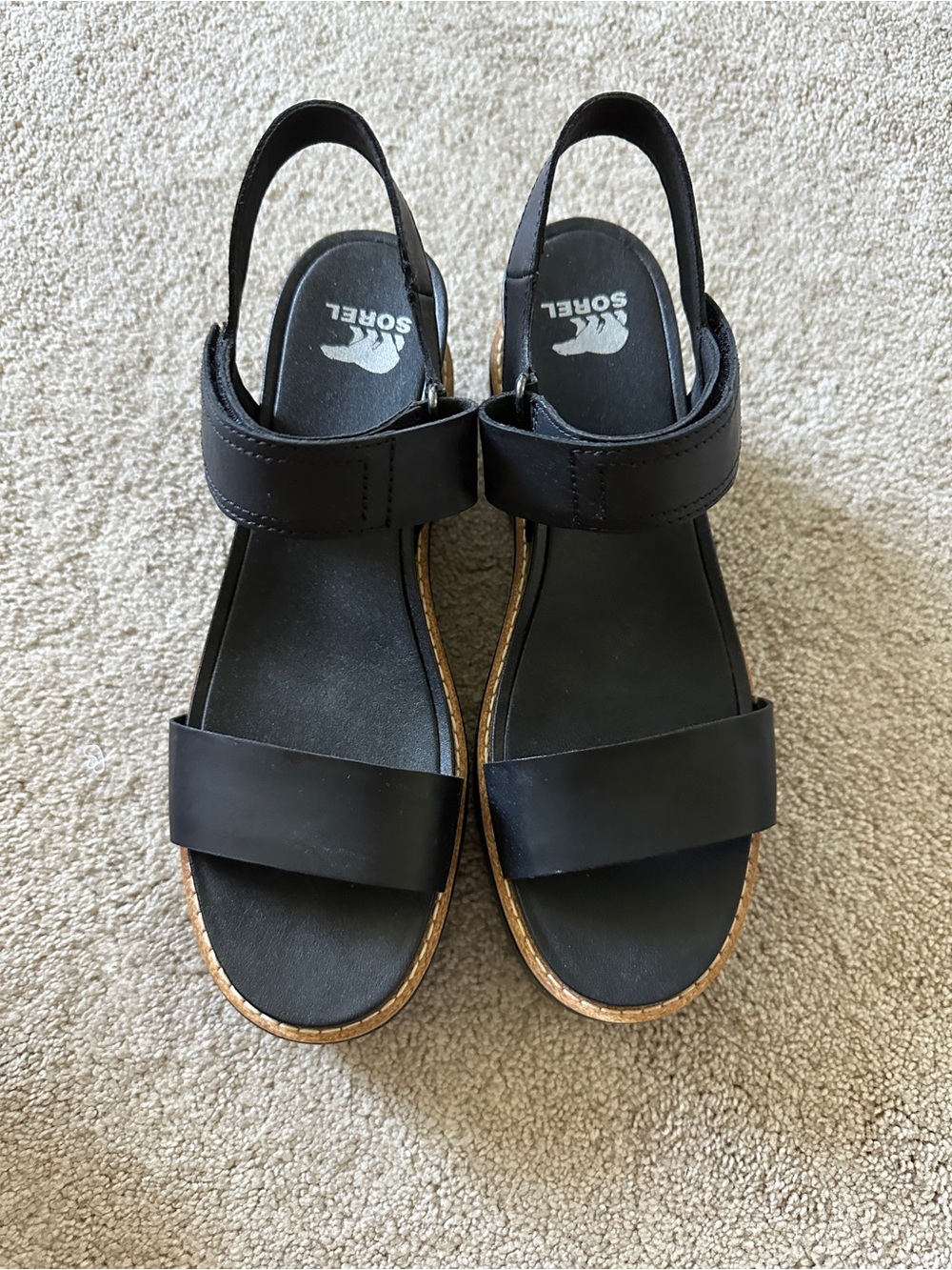Sorel Joanie IV Black Platform Strappy Sandals - Picture 2 of 6